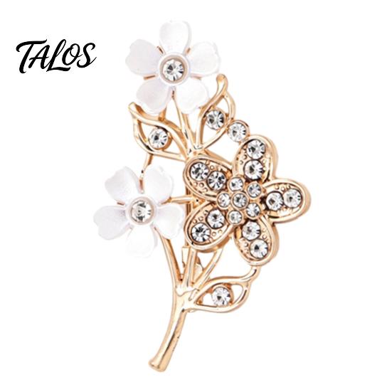 Clothing Decoration Pin Rhinestone Flower Brooch Pin, Bling Floral Lapel Coats Jewelry for Women, Coat Shirt Sweater Dress Decorative Accessory