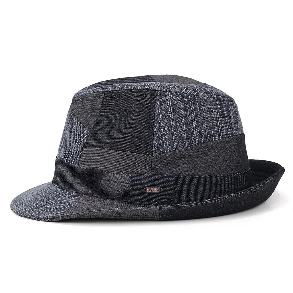 RUBEN Ruben Denim Size 58cm Black Hat, Fedora, Patchwork, Spring/Summer, (Approx. 55.5cm-58.5cm),