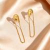 Brincos de Corrente Longa com Pingente em Forma de Alfinete Dourado Chique para Mulheres, Brincos Pendentes com Franjas em Aço Inoxidável, Joias Modernas para Uso Diário