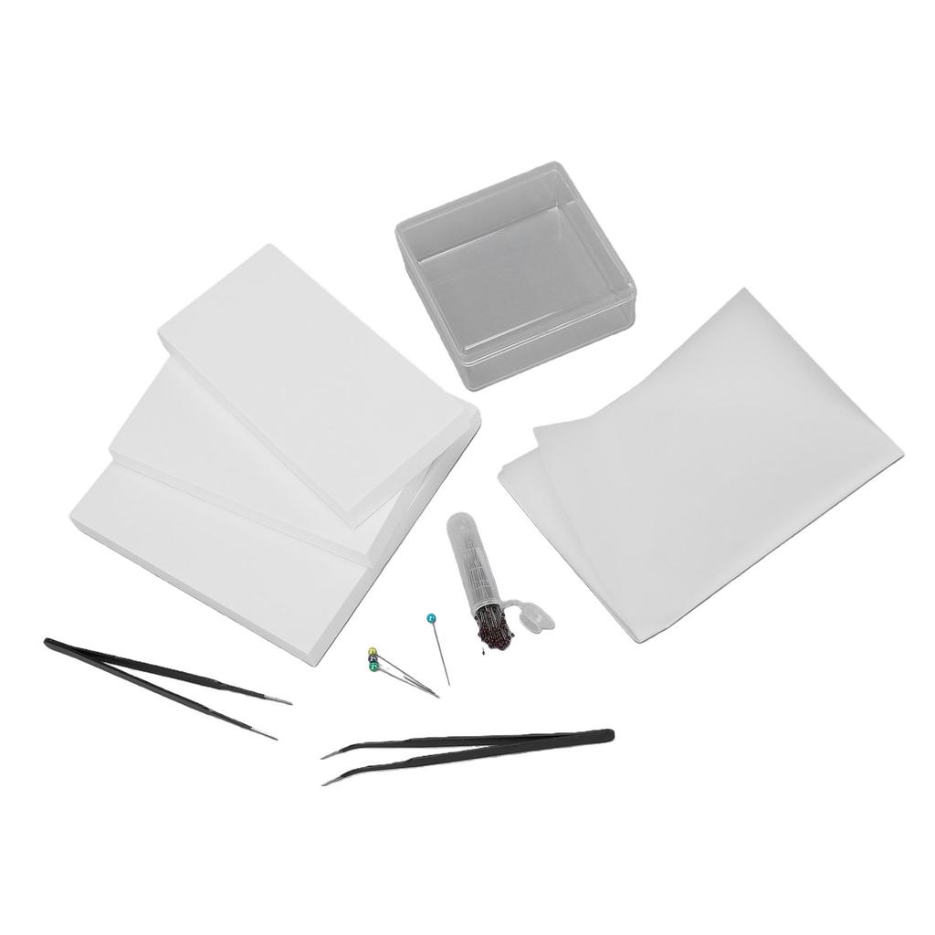 Kit de Herramientas para Espécimen Kit Completo de Herramientas para Hacer Espécimen Suministros para Colección de Entomología con Tablero de Alfileres de Espuma Transparente
