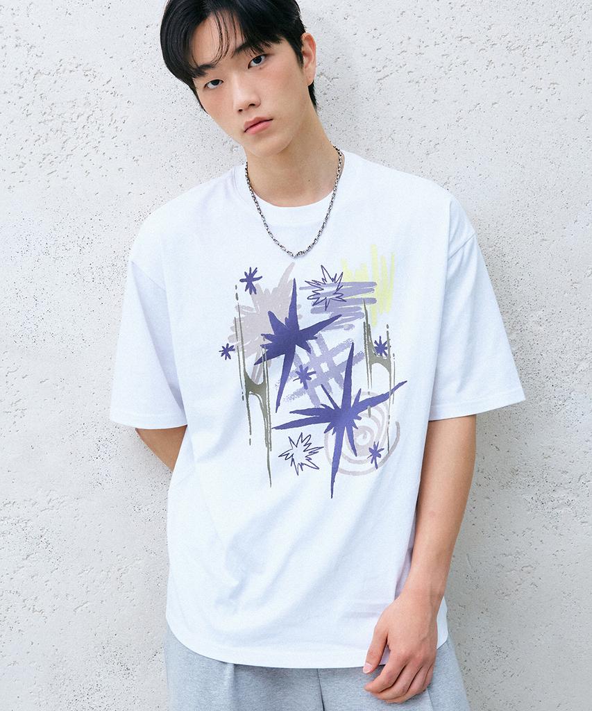 GAKKAI UNIONS Star Scribble Short Sleeve T-Shirt White
