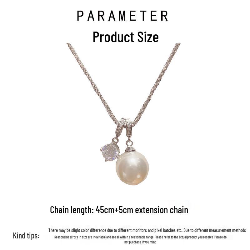 Exquisite Summer Zircon Pearl Necklace - Light Luxury, Versatile & Elegant Clavicle Chain for Women