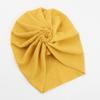 Fashionable Baby Turban Hat Solid Color Headwear Lovely Infant Fetal Caps with Lovely Flower Detail,  Trendy Headwrap