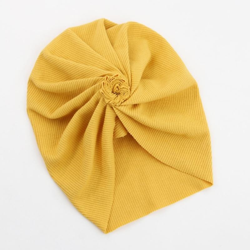 Fashionable Baby Turban Hat Solid Color Headwear Lovely Infant Fetal Caps with Lovely Flower Detail,  Trendy Headwrap