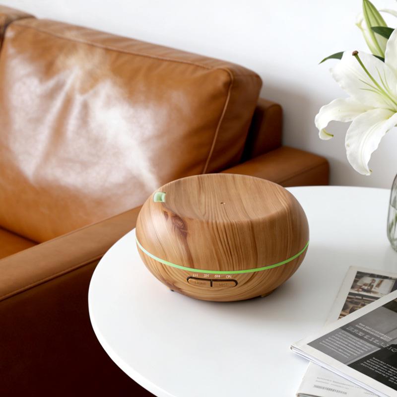 Aroma Diffuser: 300ML Wood Grain Ultrasonic Humidifier with Large Mist Output