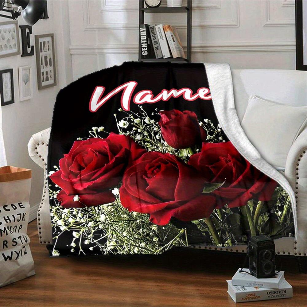 Name Red Roses Home Blankets Comfortable Soft Lightweight Allseason Multipurpose Blanket For Picnics Sofas Offices Beds Living Rooms Perfect Gift For