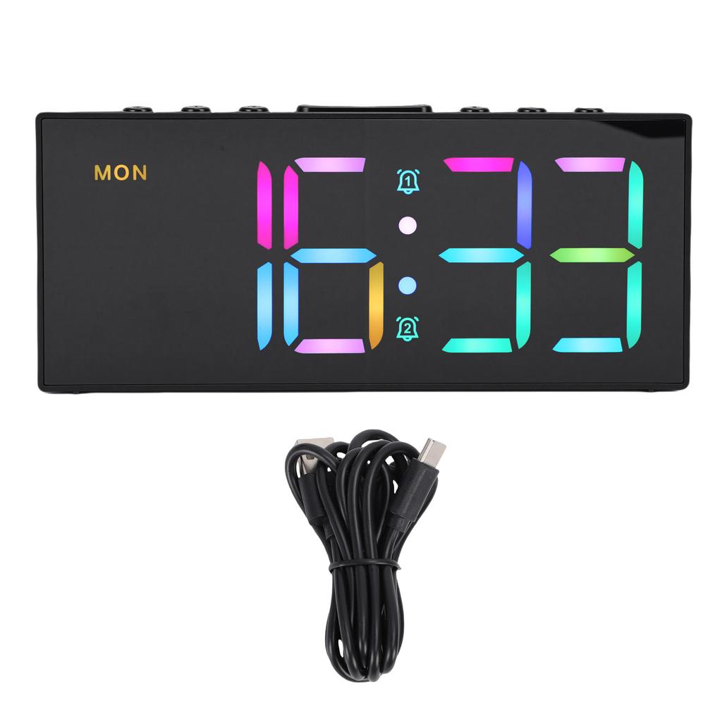 Digital Alarm Clock Dual Alarms Desk Small Clock Snooze Model Extra Loud 90dB 12 24H Display with Large LED Display for