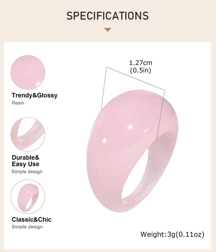 Harzringe, Breite Dicke Kuppel Knöchel Finger Stapelbare Gelenkringe für Damen, Retro Acryl Transparent Vintage Schmuck