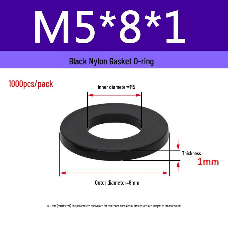 Schwarzer Nylon-Kunststoff Flache Unterlegscheibe Ring M2-M20