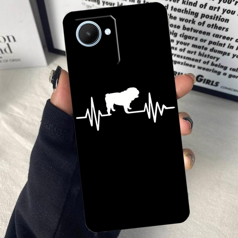 English Bulldog Heartbeat For Realme GT7 Pro GT6 C67 C65 C63 C61 C55 C53 C51 C71 C75 10 11 12 13 14 15 Pro Plus Case