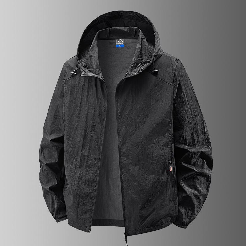 

Мужская легкая летняя куртка с воротником-стойкой для защиты от солнца 5XL чёрный