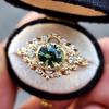Luxury Ins Electroplated Gold Niche Women's Ring Green Zircon Ring Light Luxury High-end Index Finger Ring