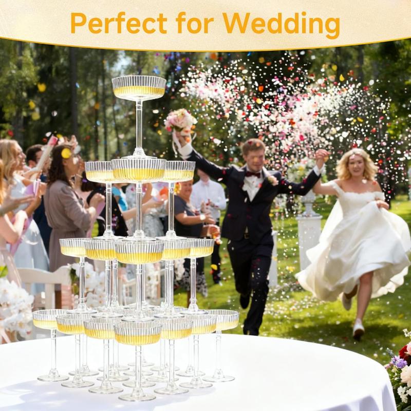 10Pcs Lightweight Transparent Plastic Martini Glasses Dessert Cups Toasting Flutes for Wedding Cocktail Night Event