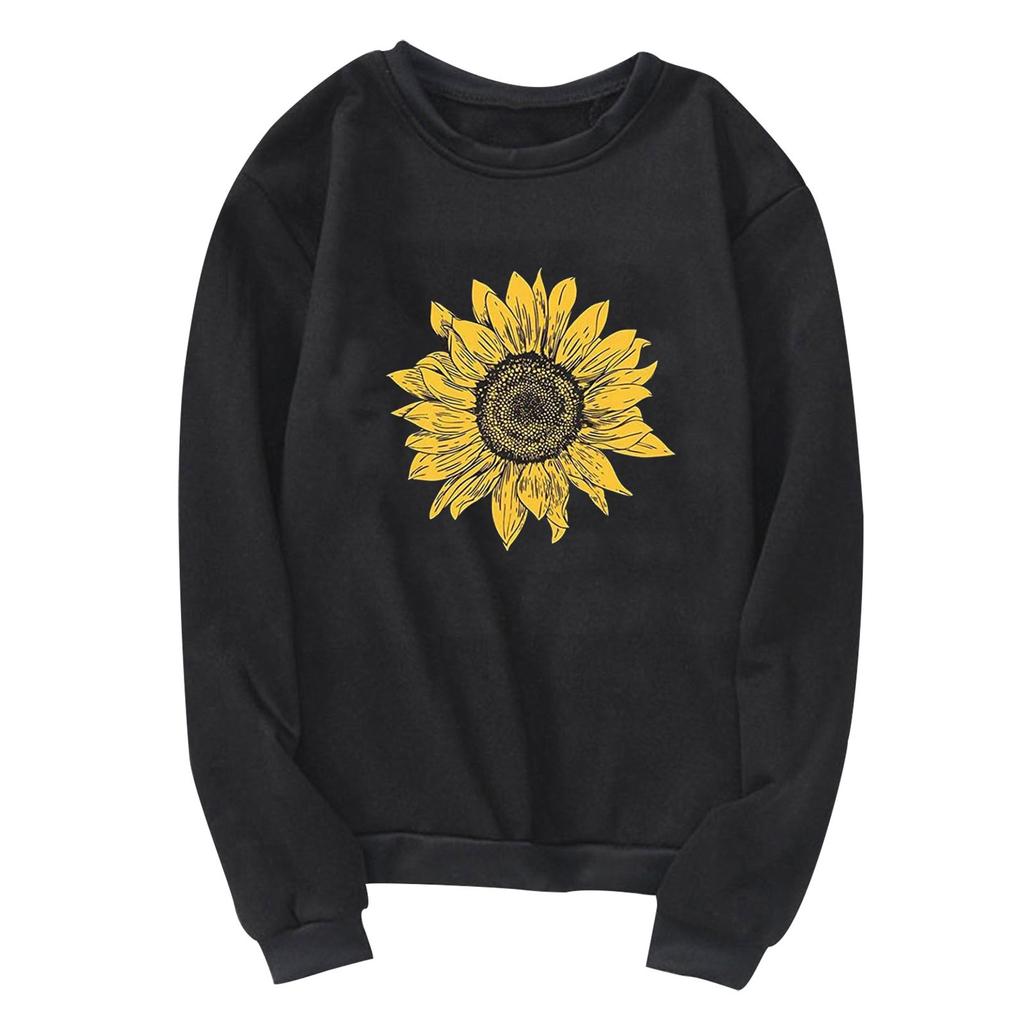 Women's Fashion Casual  Print Round Neck Sweater Loose Sports Tops Pullover