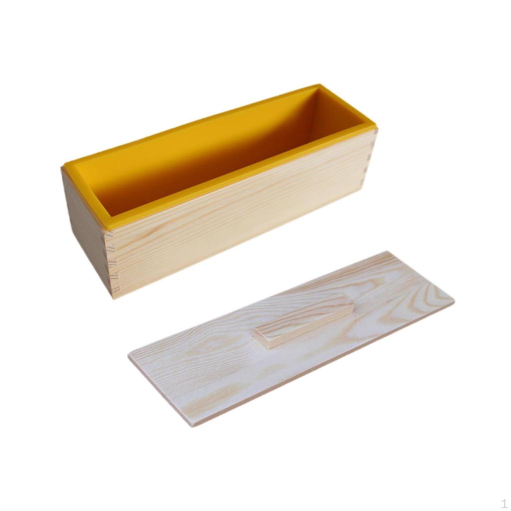 Rechteckige handgemachte Seifengussform mit Holzkiste und Deckel für Kerzen Selbstgemacht