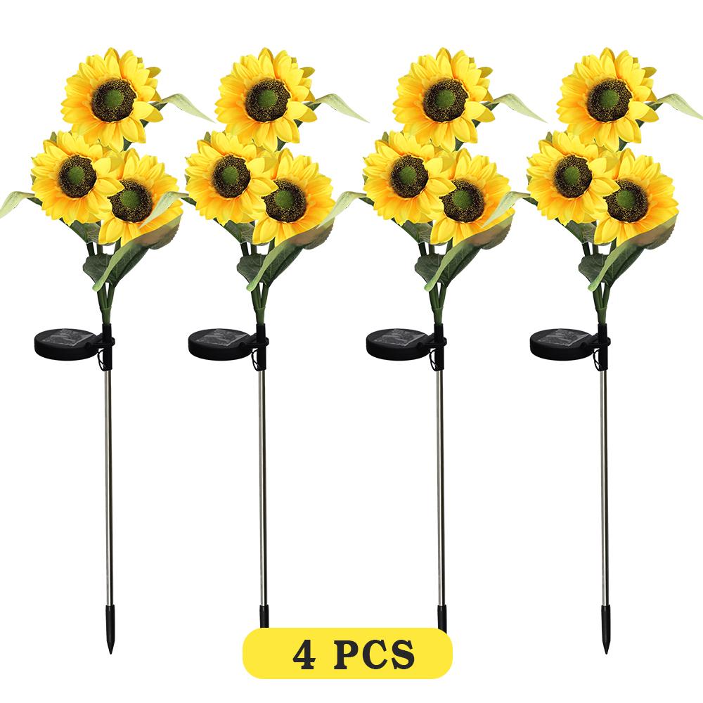 Solar Lights Outdoor Garden Decor 3 Heads Sunflower Light Waterproof Outdoor Lamp Auto ON/Off Decorative Lights for Garden Patio