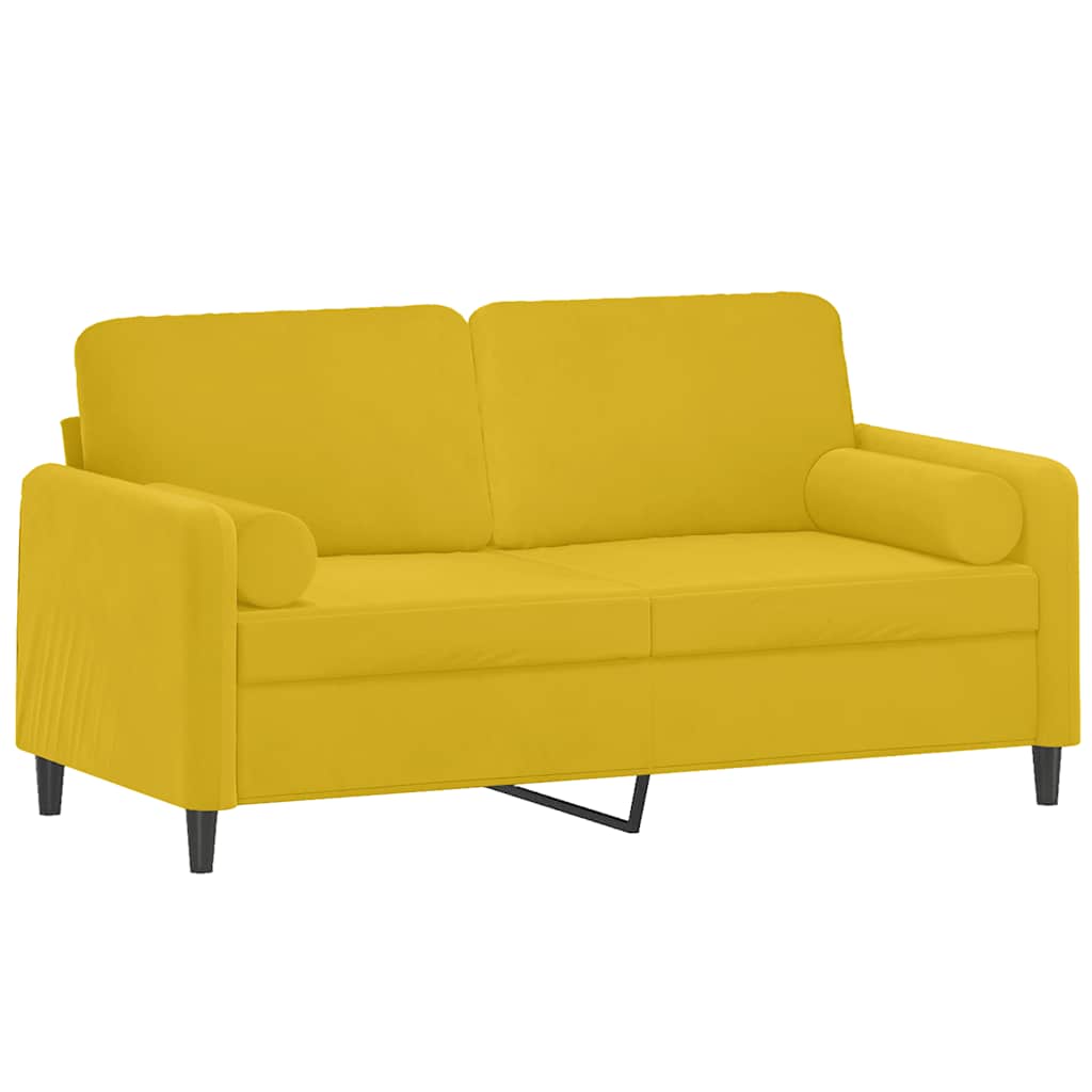 Vidaxl 2-Seater Sofa with Cushions, Yellow, 140 Cm, Velvet