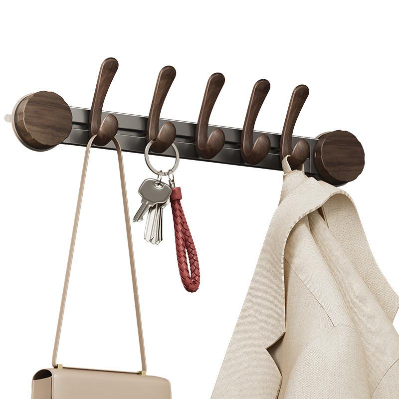 Walnut Grain Suction Cup Wall Hook Organizer For Home Storage