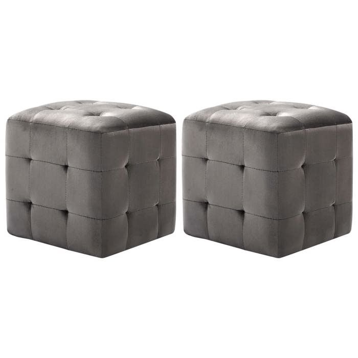 VidaXL 2 pcs Poufs Gris 30 x 30 x 30 cm Tissu velours