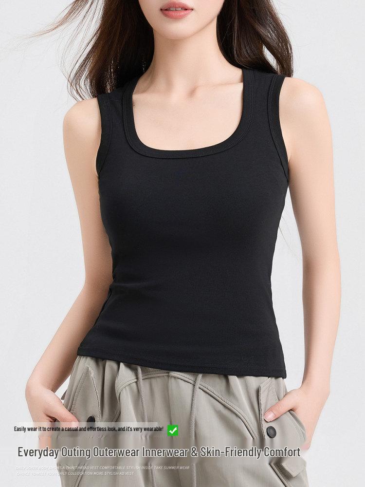 Canottiera da Donna con Schiena a Y Estate 2026: Cotone Puro, Spalline Larghe, Copertura Laterale del Seno, Gilet Versatile da Indossare Sopra