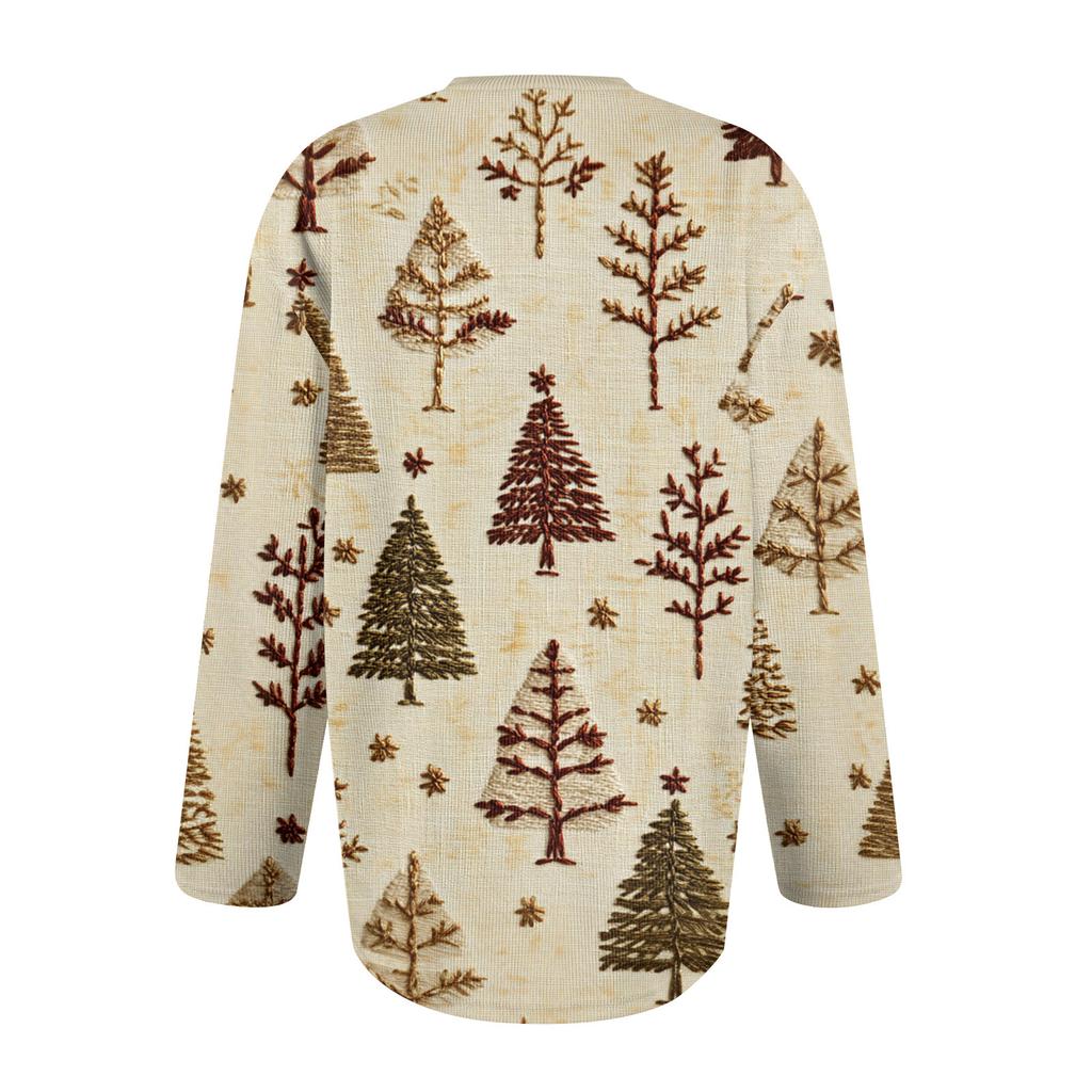 Damemote Langermet Christmas Snowman Snowflake Print Jakke Cardigan