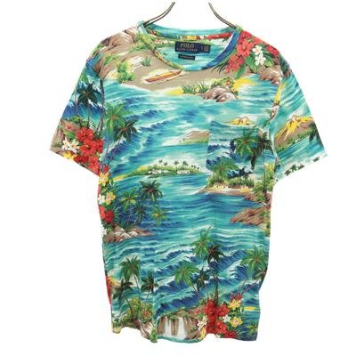 Tropisches Muster Kurzarm Custom Slim Fit T-Shirt S Herren Gebraucht