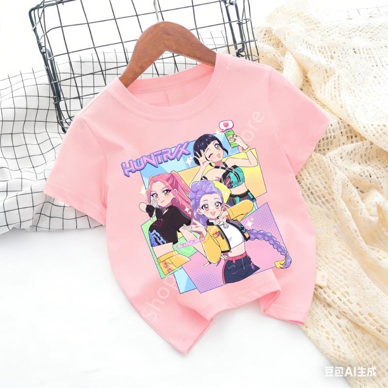 

Kpop Demon Hunters Huntrix T-shirt Women Man 2026 Summer Short Sleeve Tee Anime Print Streetwear Casual Tops Kids Clothing Y2k 110