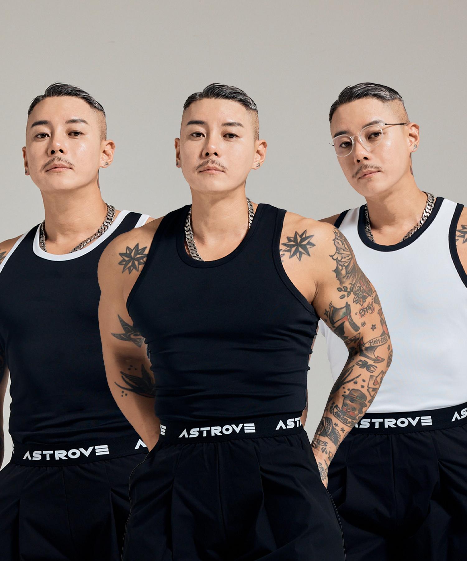 Astrov Tech Dry Comf Sleeveless 2-Pack White-Black/L