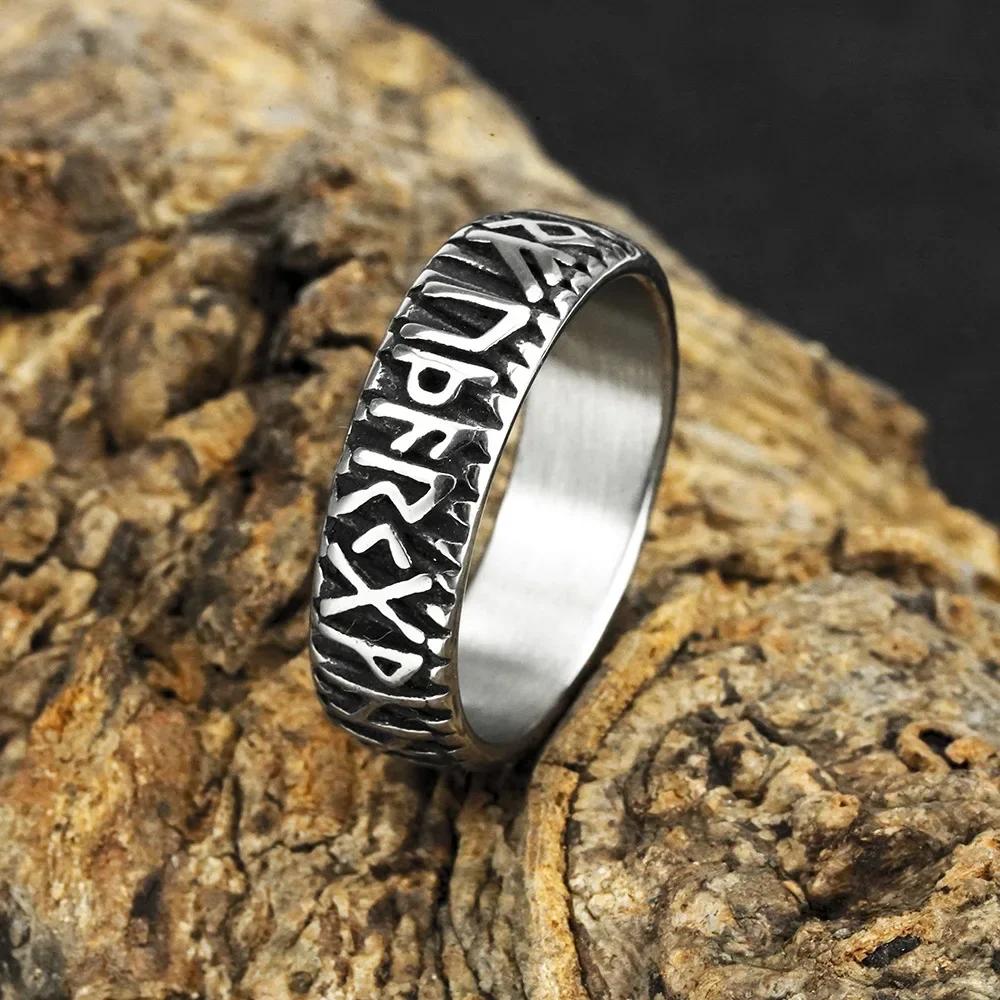 Vintage Viking Men Rings Stainless Steel Ethnic Belief Nordic Odin Compass Tree of Life Valknut Ring Amulet Jewelry