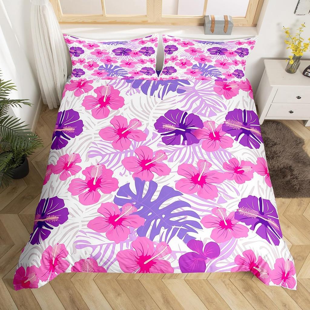 Dark Green Boho Duvet Cover Tropical Botanical Bedding Set Abstract Mid Century Palm Leaf Comforter Covers Plant Home Room Decor