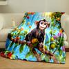 Cheerful Monkey in Fruit Tree Branches print blanket soft and cozy perfect for the living room bed sofa or a nap,gift