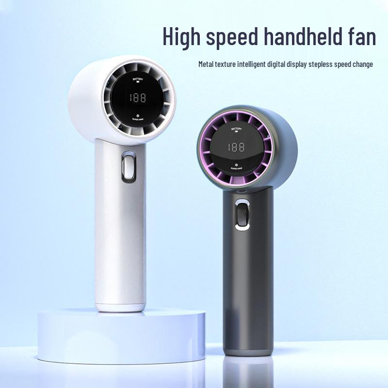 High-Speed Turbo Handheld Fan with Digital Display, USB Fast Charging, Long Battery Life, and Strong Wind Power