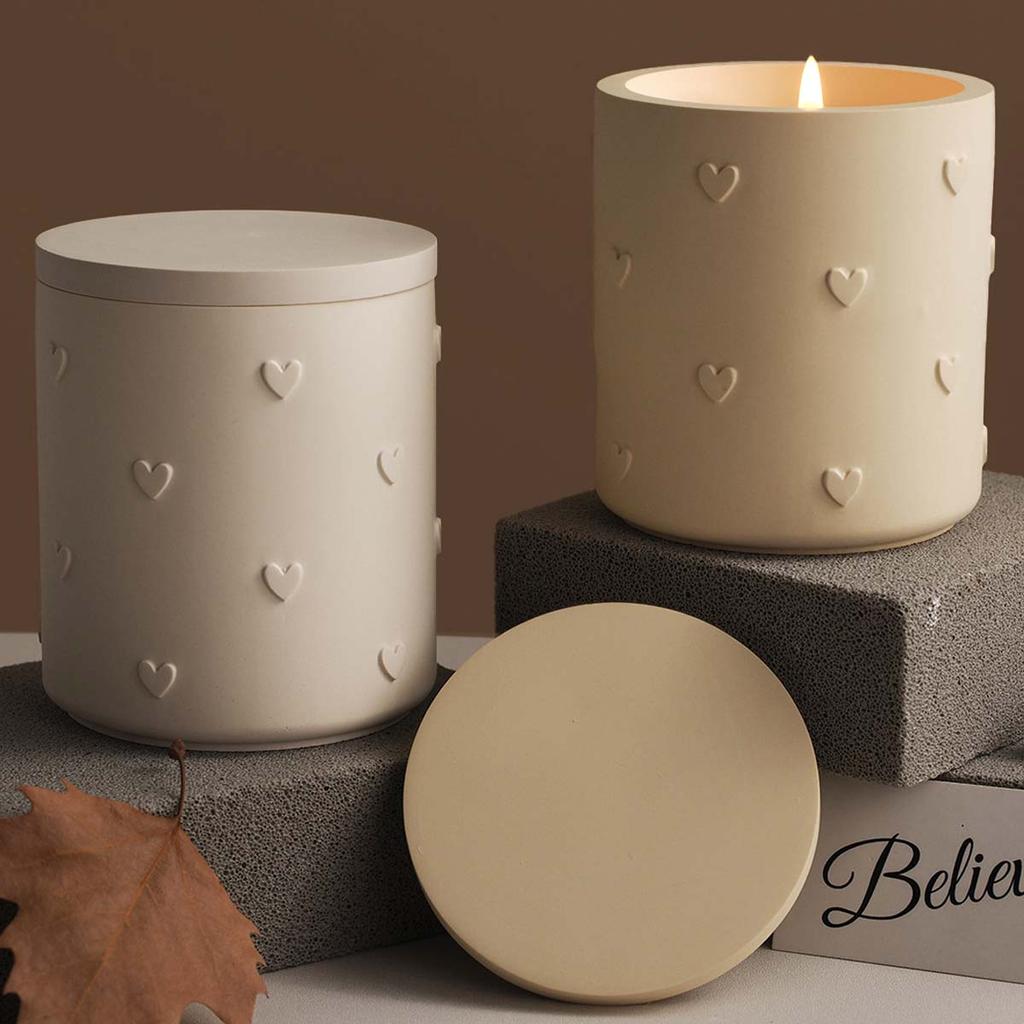 With Lid Jewelry Storage Box Silicone Mold DIY Cherrys Heart Candle Jar Casting Molds Plaster Resin Flowerpot Crafts Making Kit