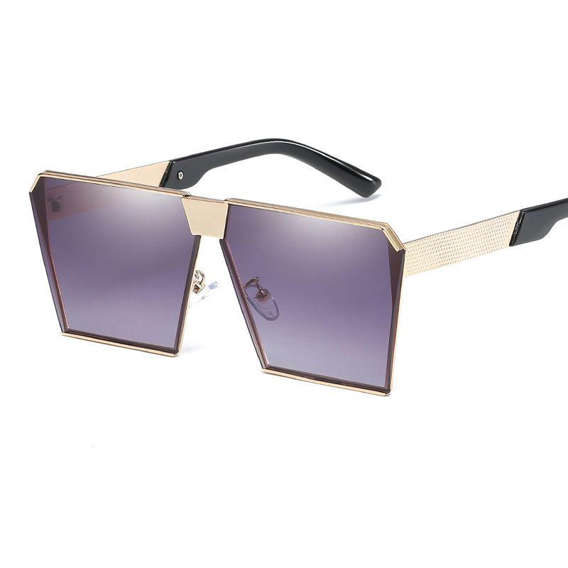 Top Oversized Flat Lens Square Sunglasses Men Women Fashion Metal Large Glasses