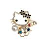 Multicolor Crystal Gem Pearl Big-Headed Cat Cute Enamel Pins Zircon Cartoon Metal Women's Brooch Jewelry Accessories