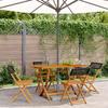VidaXL Folding Garden Chairs Set of 4 Black Poly Rattan Solid Wood, Garden Seat, Patio Chair, Dining Chair of 3214592