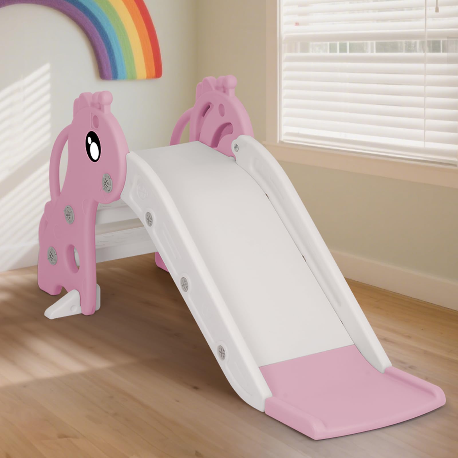 

SFUN Indoor Slide, Easy Assembly, Compact Indoor Playground Equipment, Perfect Birthday Gift for Babies, Toddlers, and Kids (Pink)