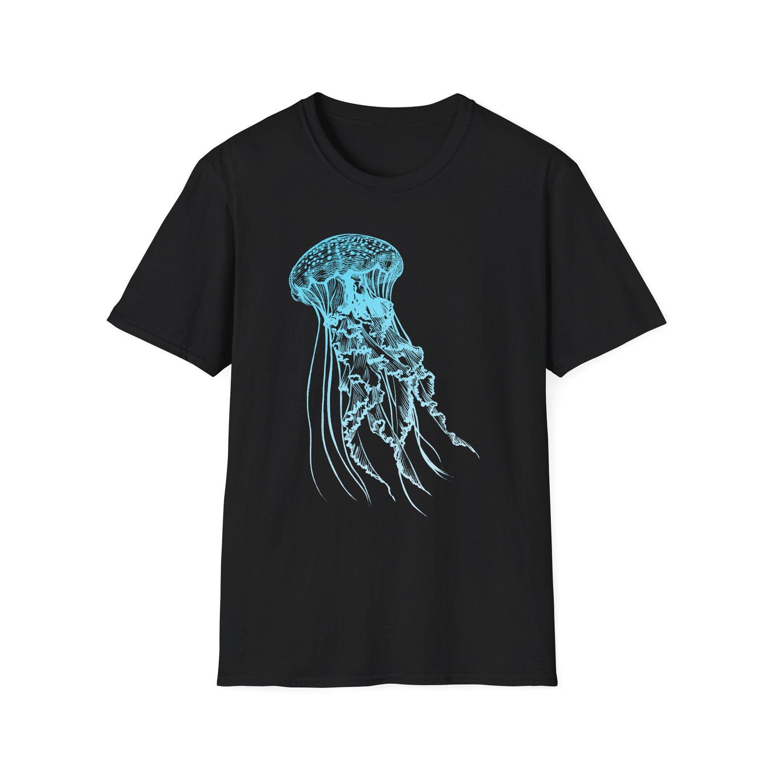 Blue Bioluminescent Jellyfish T-Shirt | Ocean Marine Life Tee M