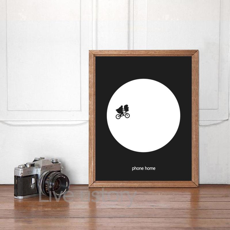 E.T. The Extra-Terrestrial UFO Movie Poster Art Print , Film Poster ET Canvas Painting Wall Picture Art Decor