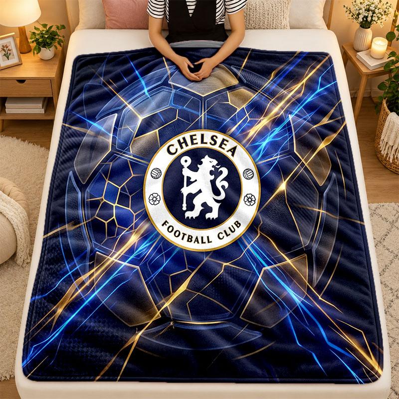 Flannel BlanketChelsea FC Warm Soft Throw Blanket for Indoor Sofa Bed Living Room Use