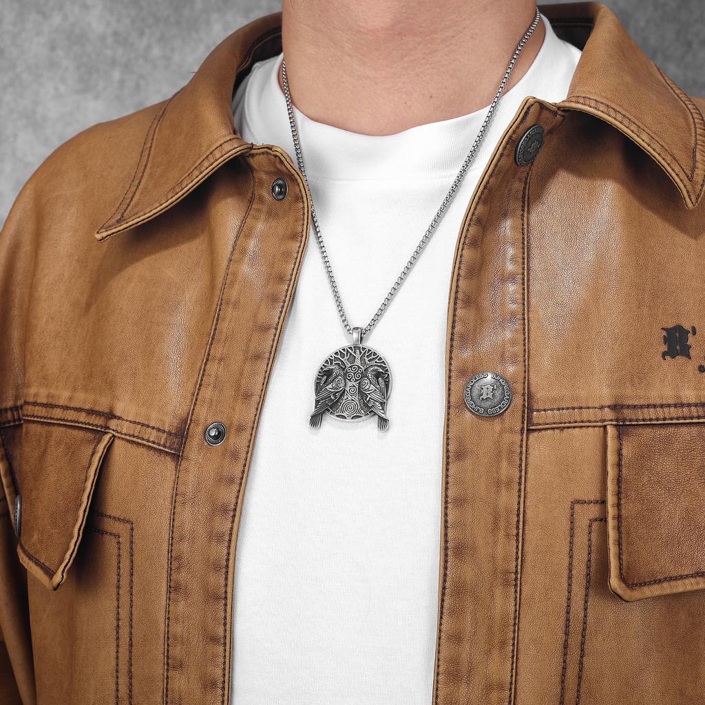 Viking Tree Raven Men Necklaces Stainless Steel Pendant Chain Women Punk Fashion Jewelry New in Accessories Gifts