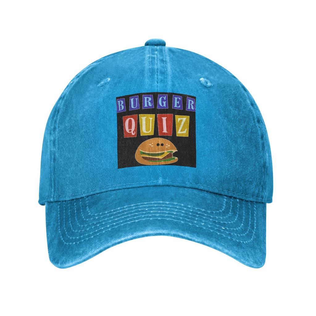 Burger Quizz New Logo Baseball Caps Denim Fabric Hats Adjustable Casquette Sports Baseball Cowboy Hat for Unisex