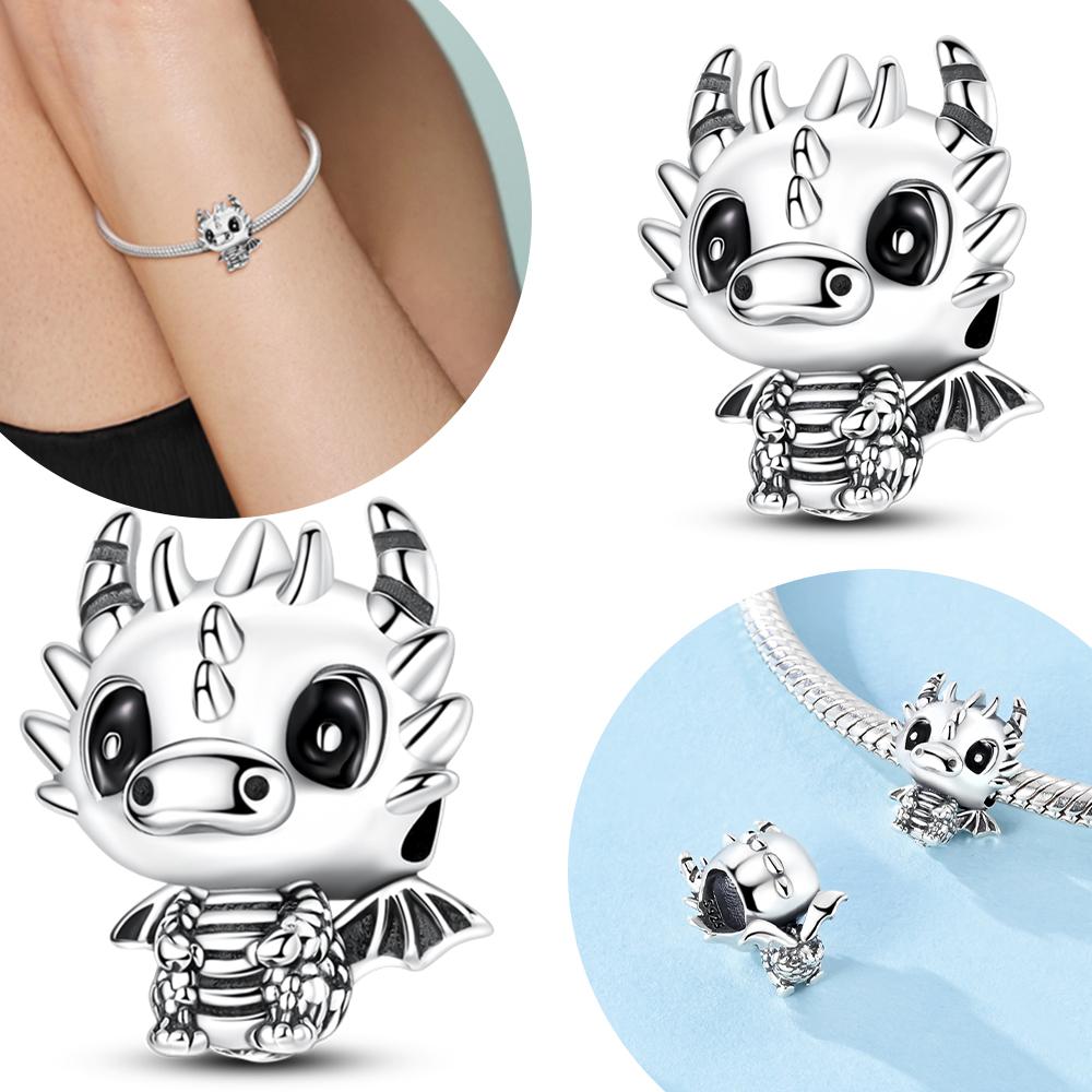 Original Copper Little Flying Dragon Copper-Colored Wings Beads Fit Bracelet Women Fine Children Diy Gift Accessory Jewelry