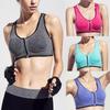Womens Zip Front Wireless Padded Sports Bra Yoga Cami Push Up Support Top Vests