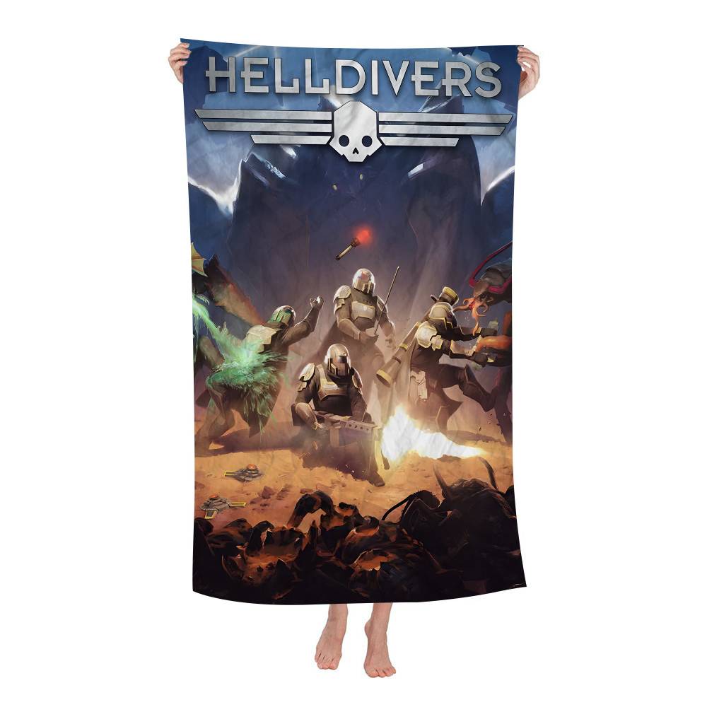 

1pc Game H-Helldiver 2 Microfiber Printed Beach Towel Mountain Climbing Yoga Beach Swimming Running Absorbent Soft Towel W40*H60(CM)