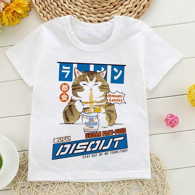 Japanese Anime Kid T Shirt Cat Kawaii Manga Children T-shirt Kids Clothes Tshirt Tops Tee Boys Girls Tee Baby Cute Y2k