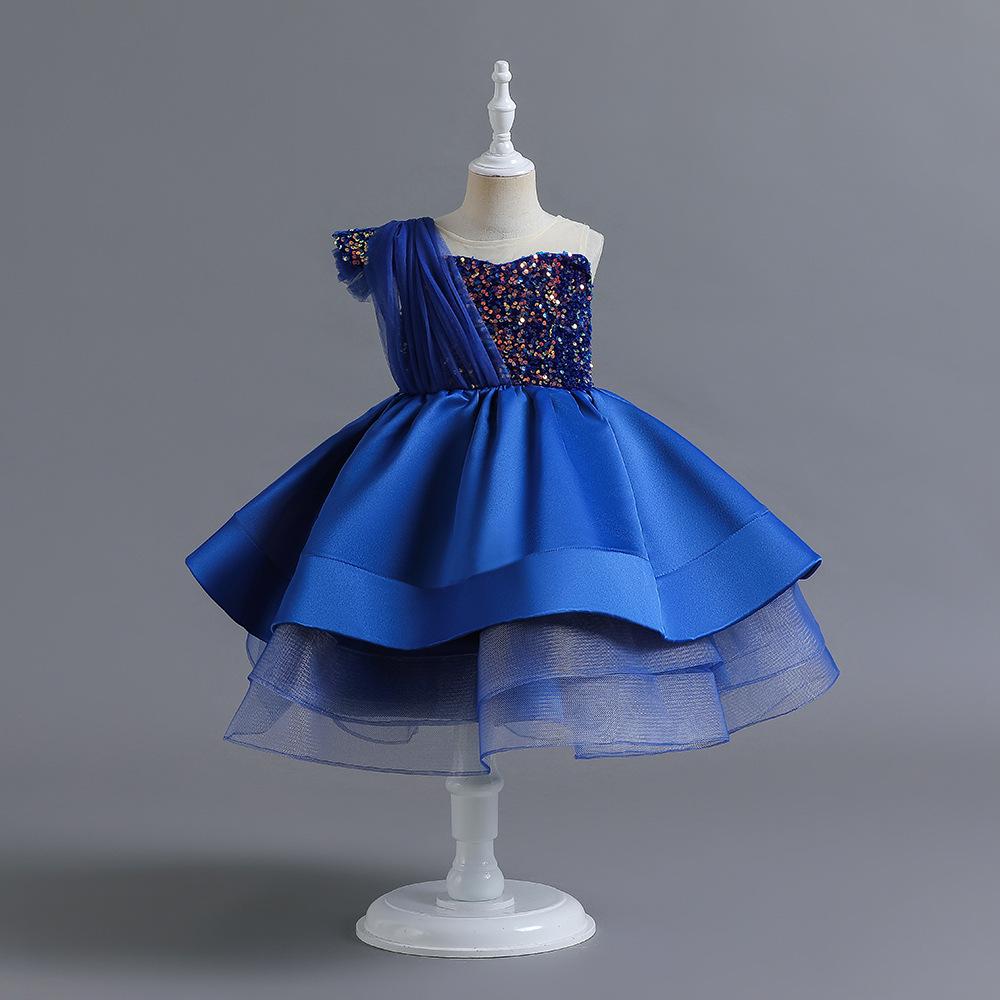 

Платье-пачка принцессы с пайетками для девочек - наряд для подиума и выступлений для годовалых девочек 90 cm синий/кобальтовый