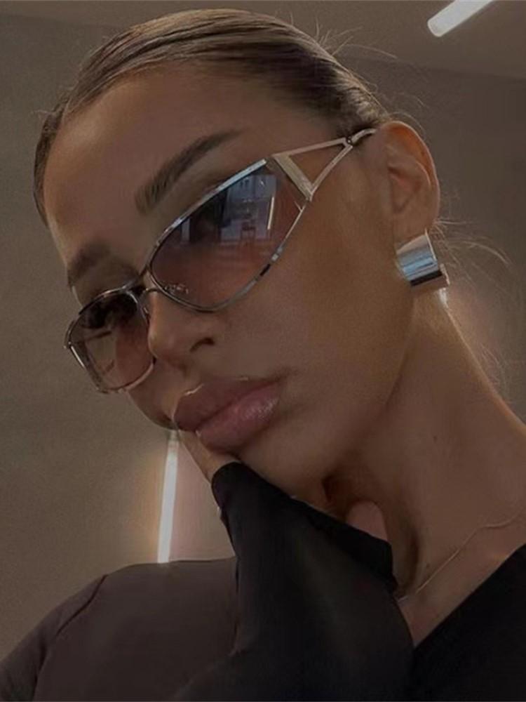 Y2k Sonnenbrille Damen Herren Übergroß Marke Designer Verlauf Goggle Sonnenbrille Steampunk Brille Shades Eyewear Spiegel Brille
