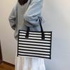 Ins Handbag Large-capacity Bag Women's 2025 New Trendy Striped Tote Bag Casual Commuter Shoulder Canvas Bag