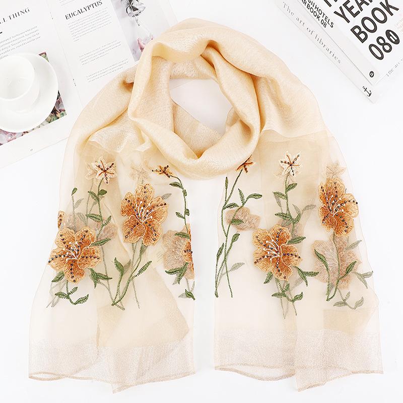 Hangzhou silk and wool blend exquisite embroidered women's silk scarf, a gift for mom, suitable for cheongsam, shawl, scarf, and banquet